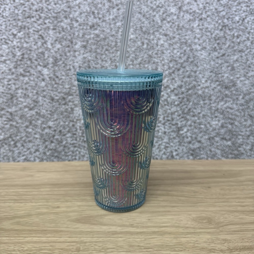 2022 Starbucks Blue Mermaid Iridescent Siren‎ Scale Wave Cup 16 oz Tumbler - EUC